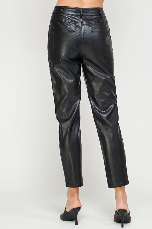 Leather Ankle Pant - Black