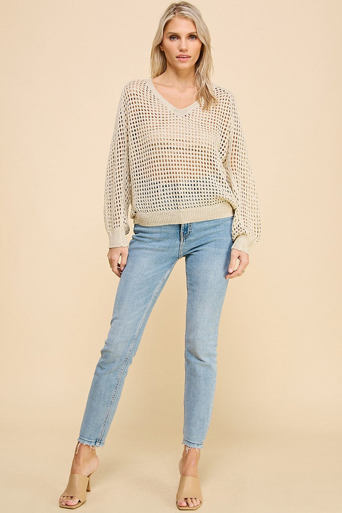 Weaving About You Sweater - Cream Gold
