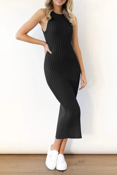 Simple Sexy Midi Dress- Black