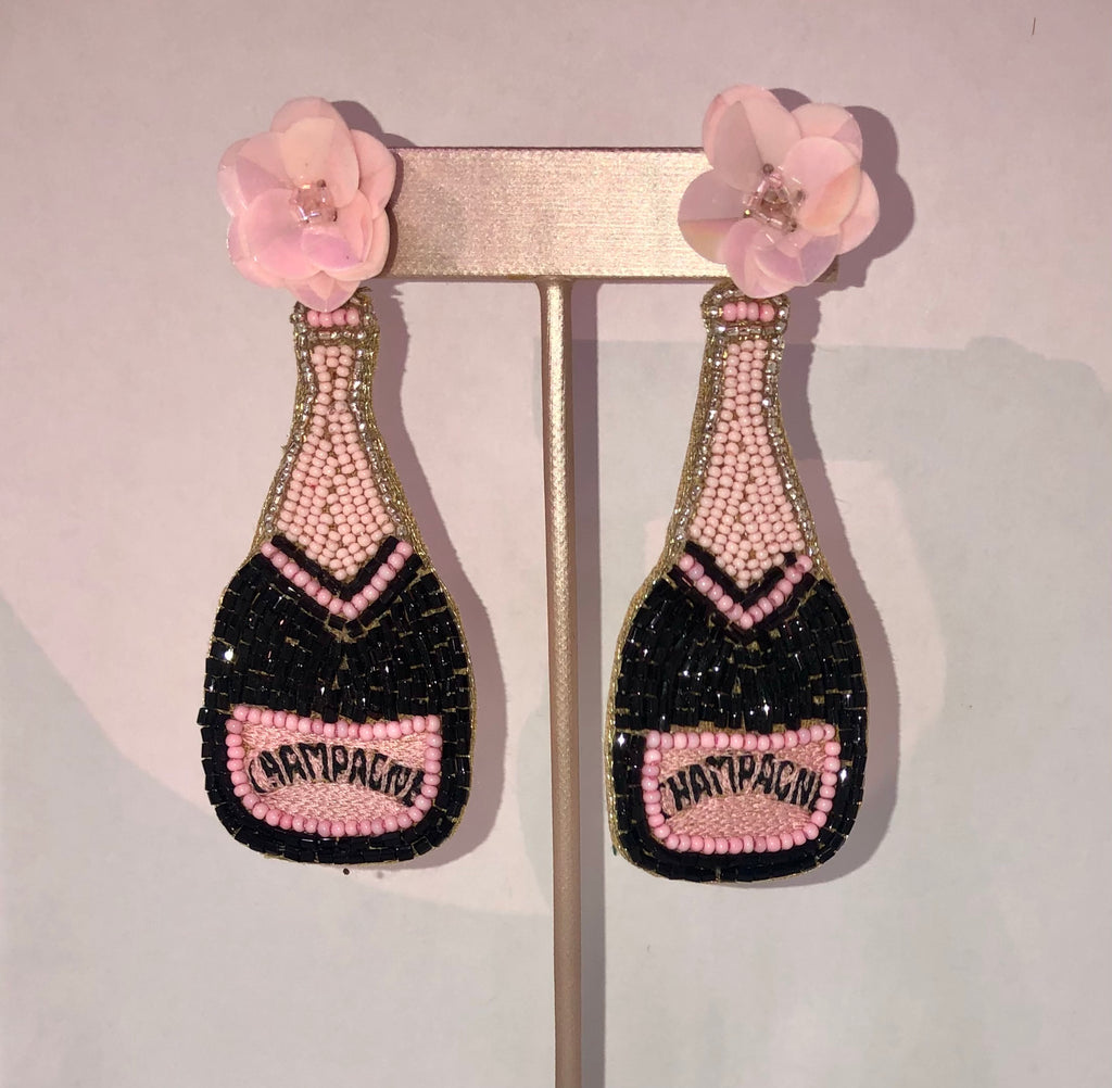 Champagne Beaded Party Earrings