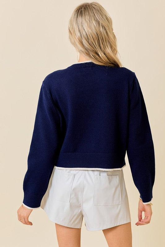 Ribbon Sweater - Navy