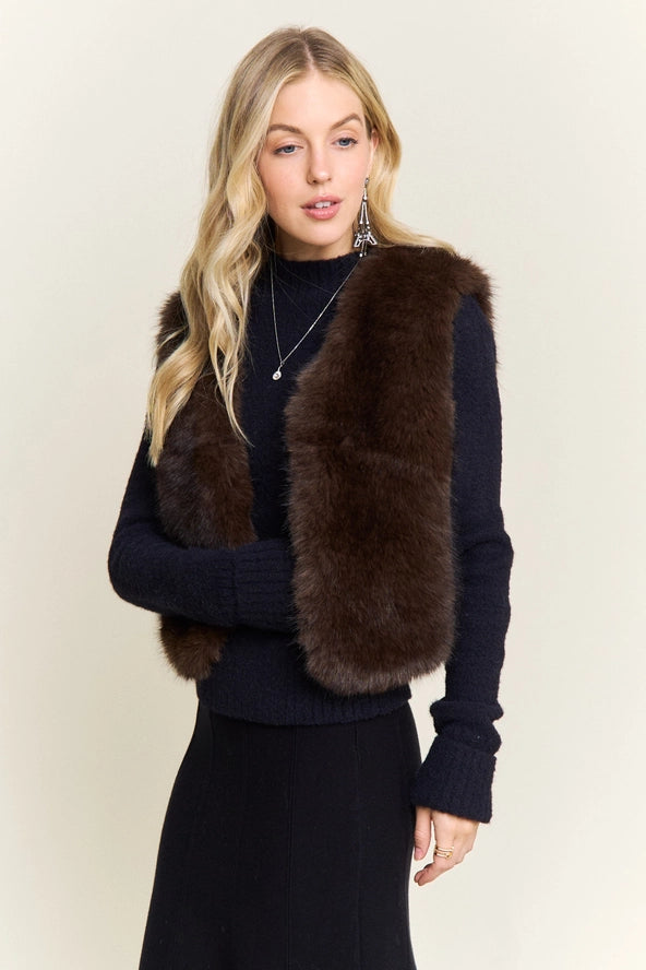 Mocha Luxe Faux Fur Vest