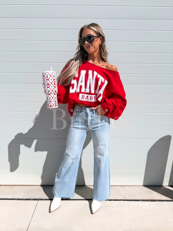Santa Baby Off-Shoulder Sweater