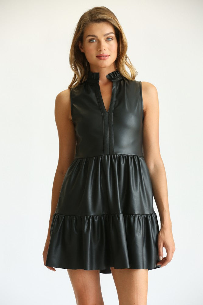 Riley Leather Dress in Black