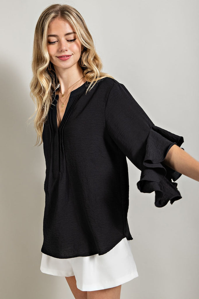 Ruffle Bell Top - Black