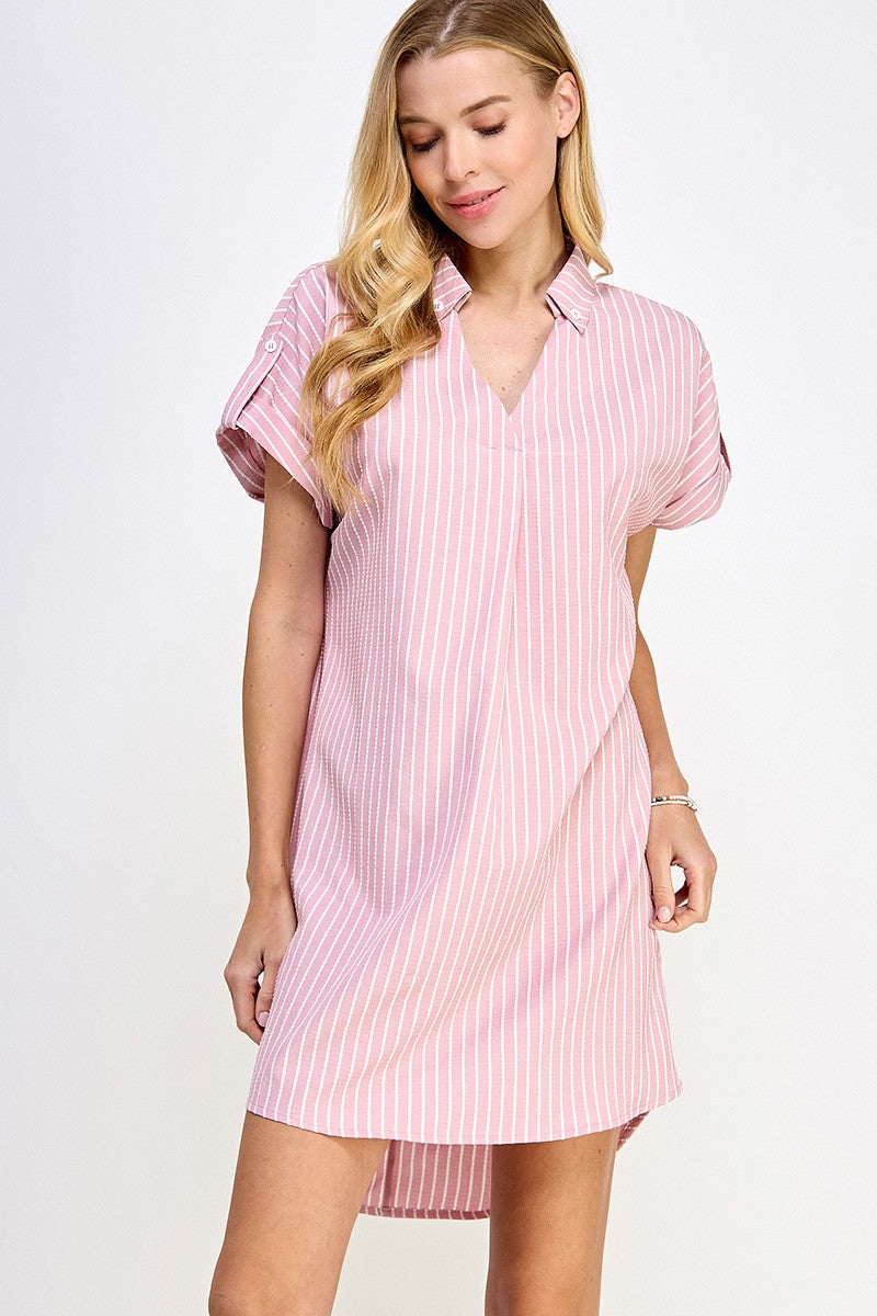 strapless open back dress Pink Long Sleeve Button Down Collar Shirt with Magnetic Closures, Pink / XX-Large