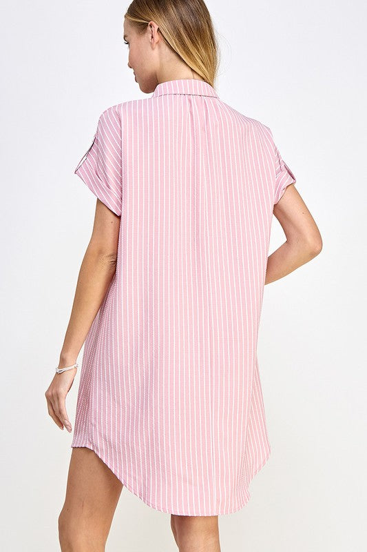 Collared Shirt Dress - Dusty Pink