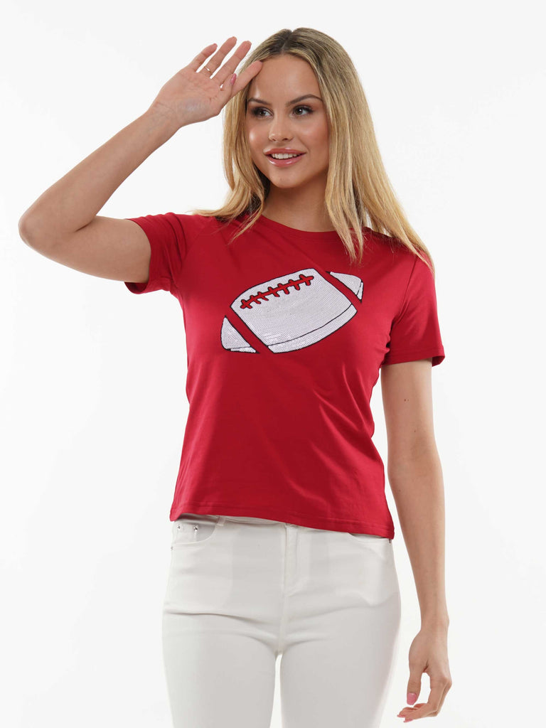 Game Day Football T-Shirt - White/Red