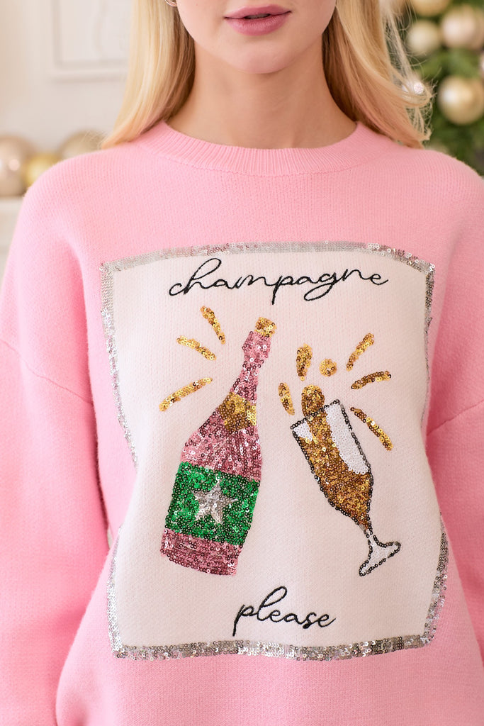 Champagne Please Sequin Sweater