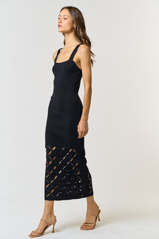 Black Detail Midi Dress