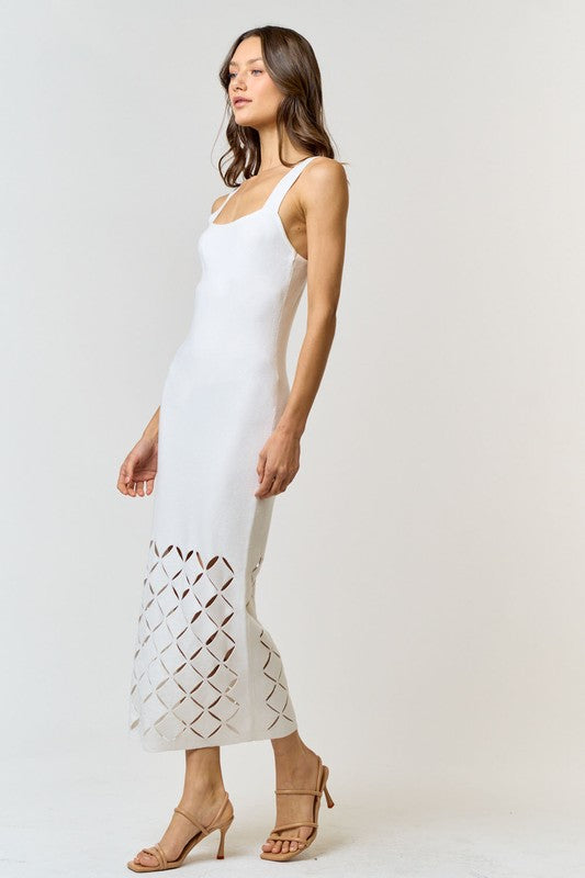 White Detail Midi Dress