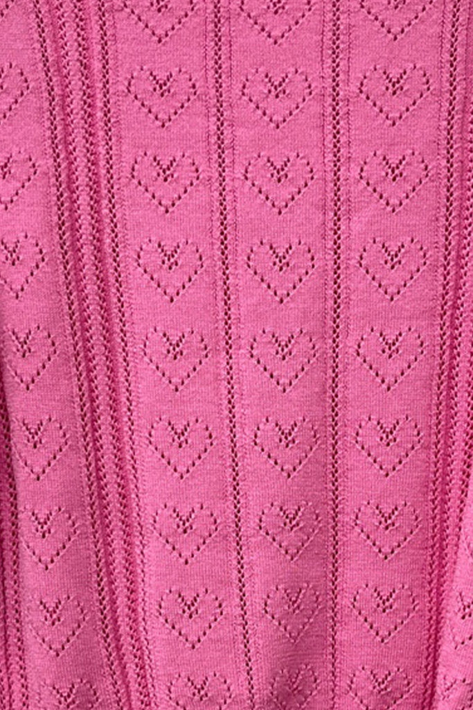 Heart Knit Top - Hot Pink