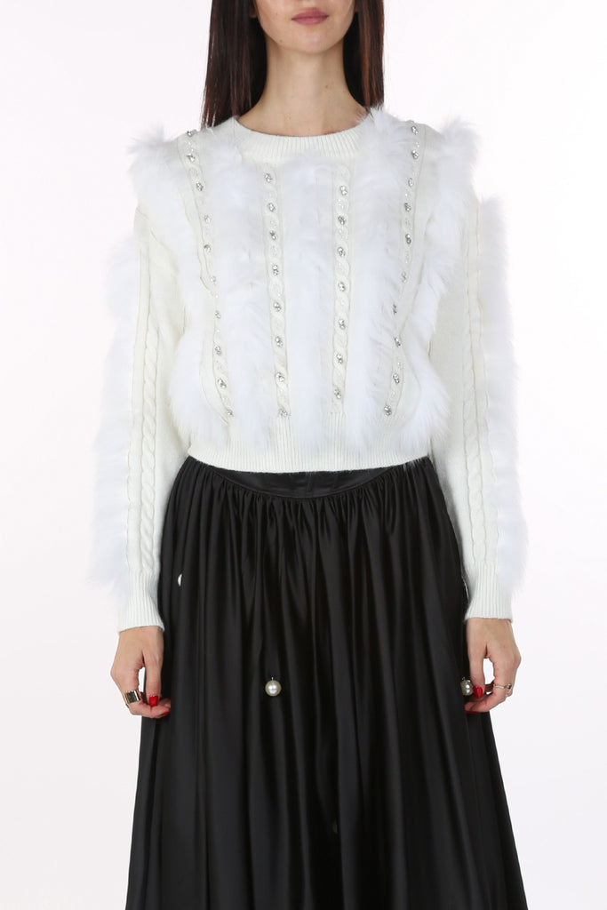 Embellished Fur Sweater