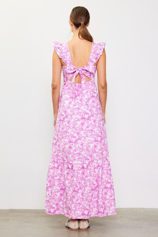 Printed Maxi Dress - Pink