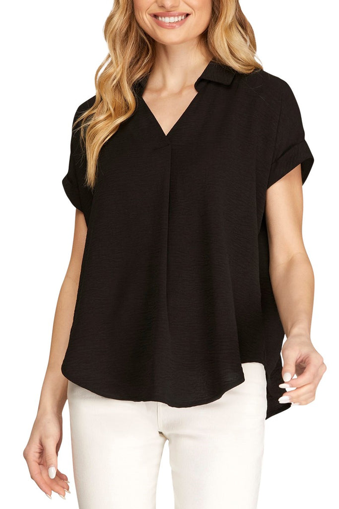 Drop Shoulder Top - Black