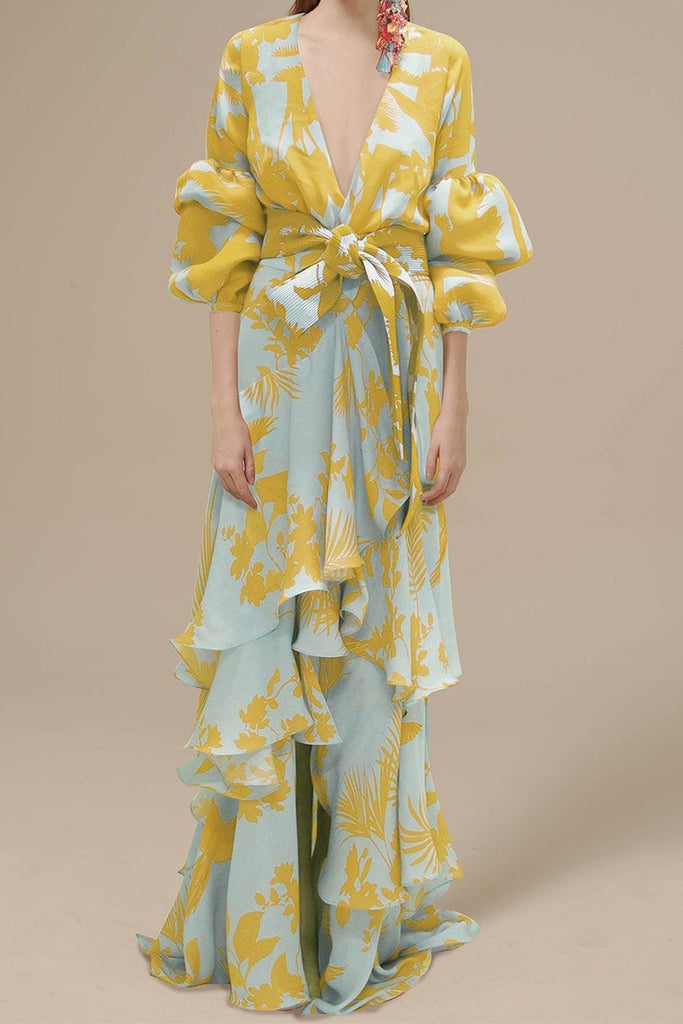 Elegant Chiffon Dress - Yellow