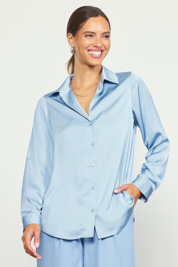 By My Side Top - Dusty Blue