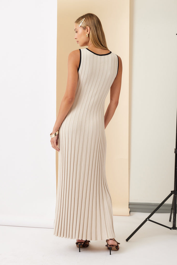 Ribbed Contrast Maxi - Taupe