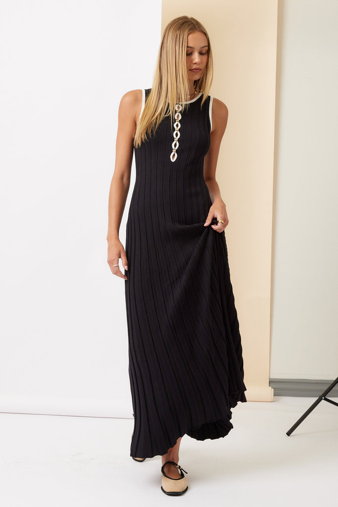 Ribbed Contrast Maxi - Black