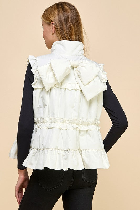 Ruffle Trim Vest - Cream