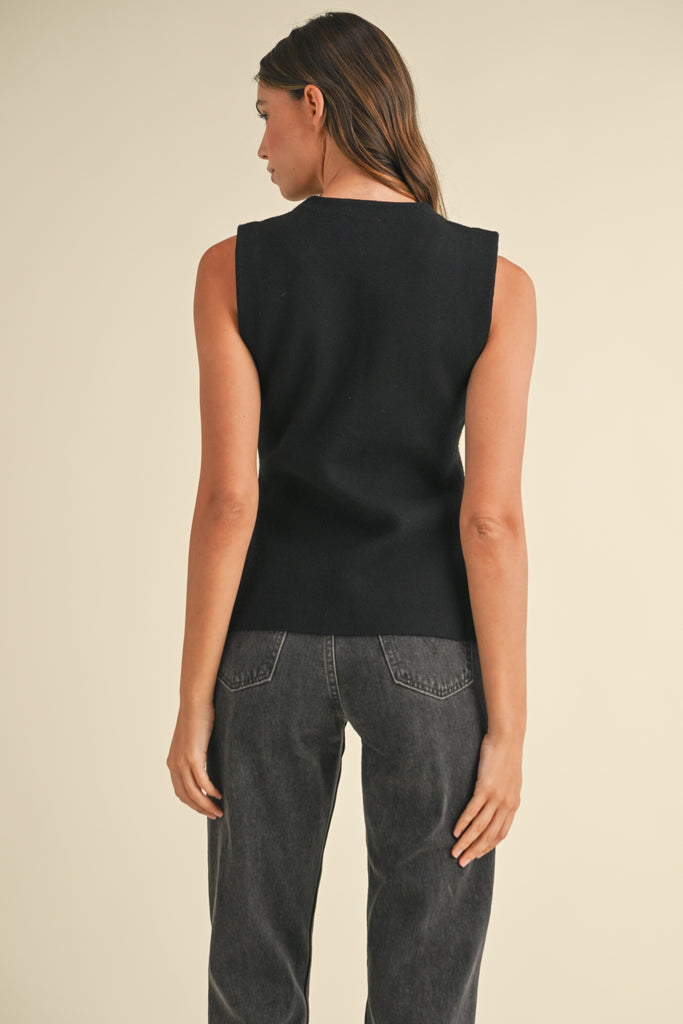 Crystal Sweater Vest - Black