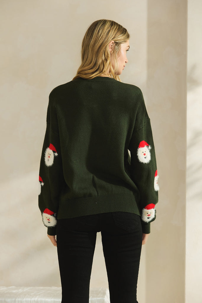 Santa Cardigan - Hunter Green