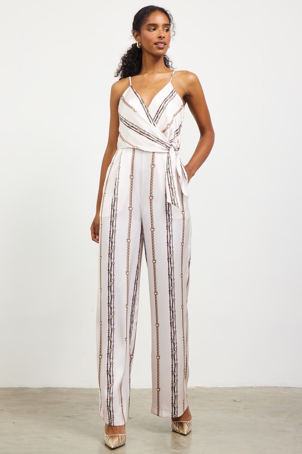 Skies Are Blue Chain Surplice Jumpsuit S