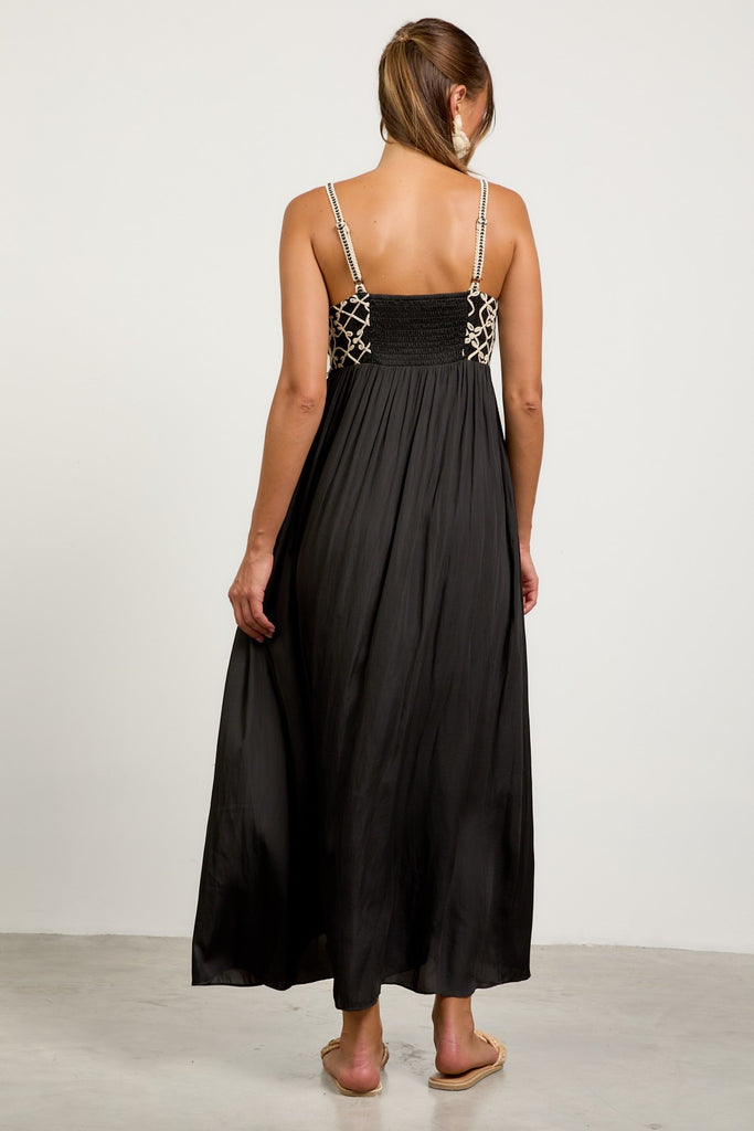 Vintage Bloom Black and Natural Maxi Dress