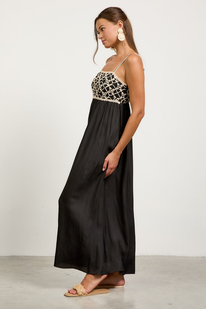 Vintage Bloom Black and Natural Maxi Dress