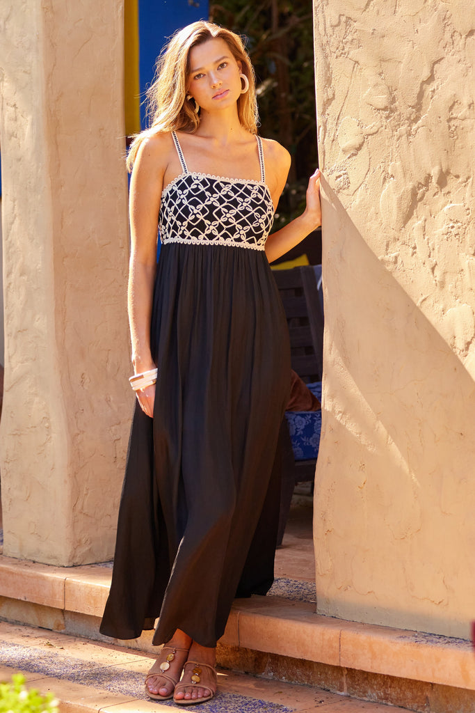 Vintage Bloom Black and Natural Maxi Dress