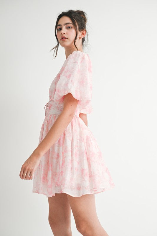 Fairytale Dream Pink Floral Mini Dress