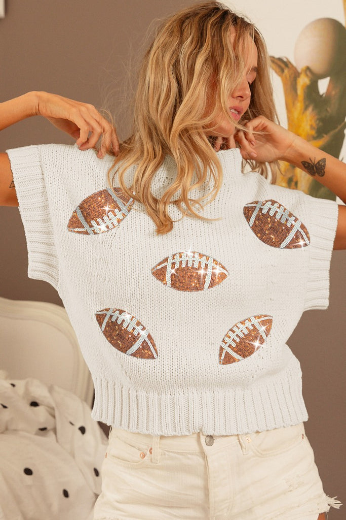 Sequin Football Rib Sweater