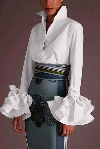 Cloud Nine White Flared Sleeve Blouse