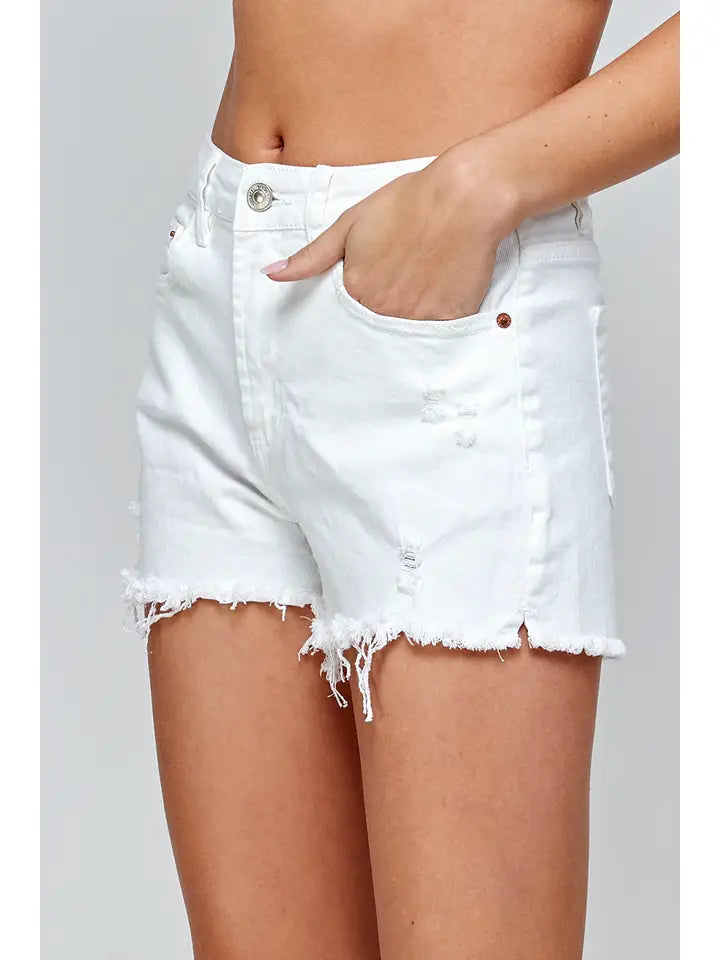 Bleach Breaks White Jean Shorts