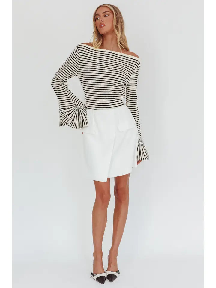 Parisian Stripe Flare Top