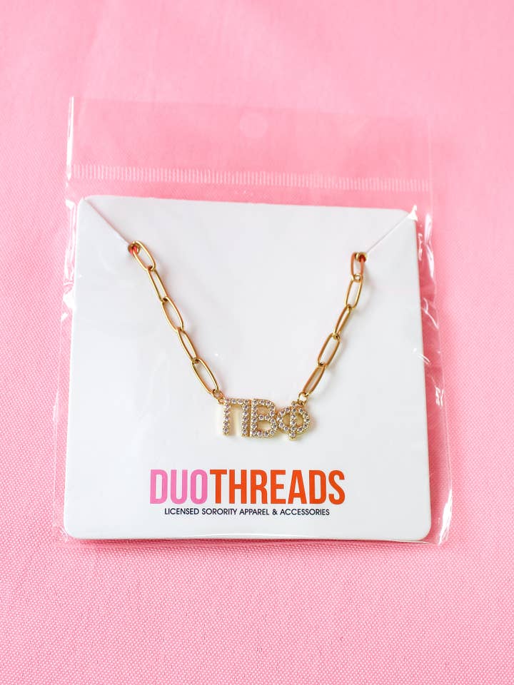 Sorority Rhinestone Necklace - Pi Beta Phi