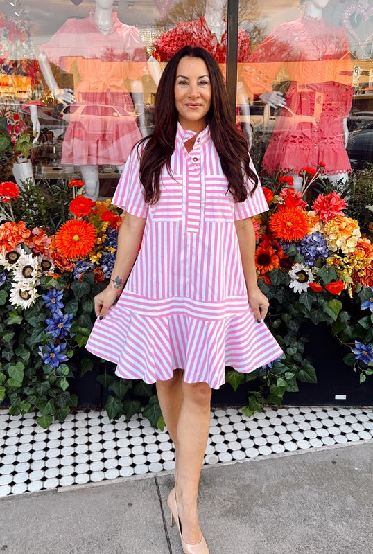 Baby Got Stripes Dress - Light Pink