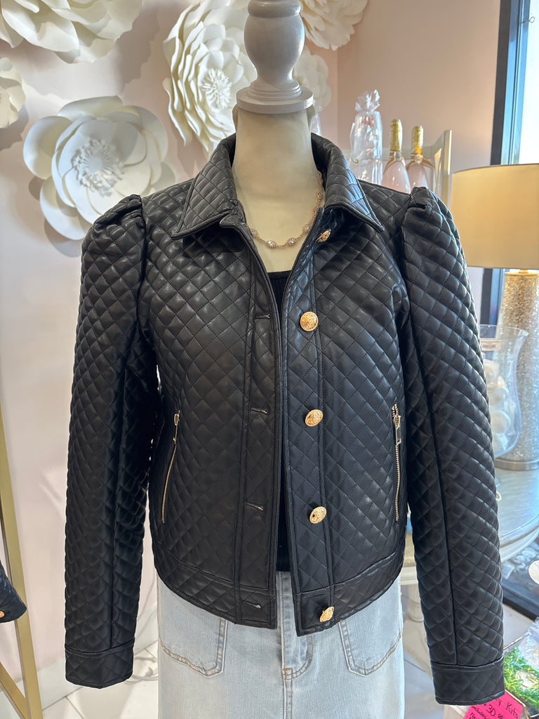 Quilted Faux Leather Jacket