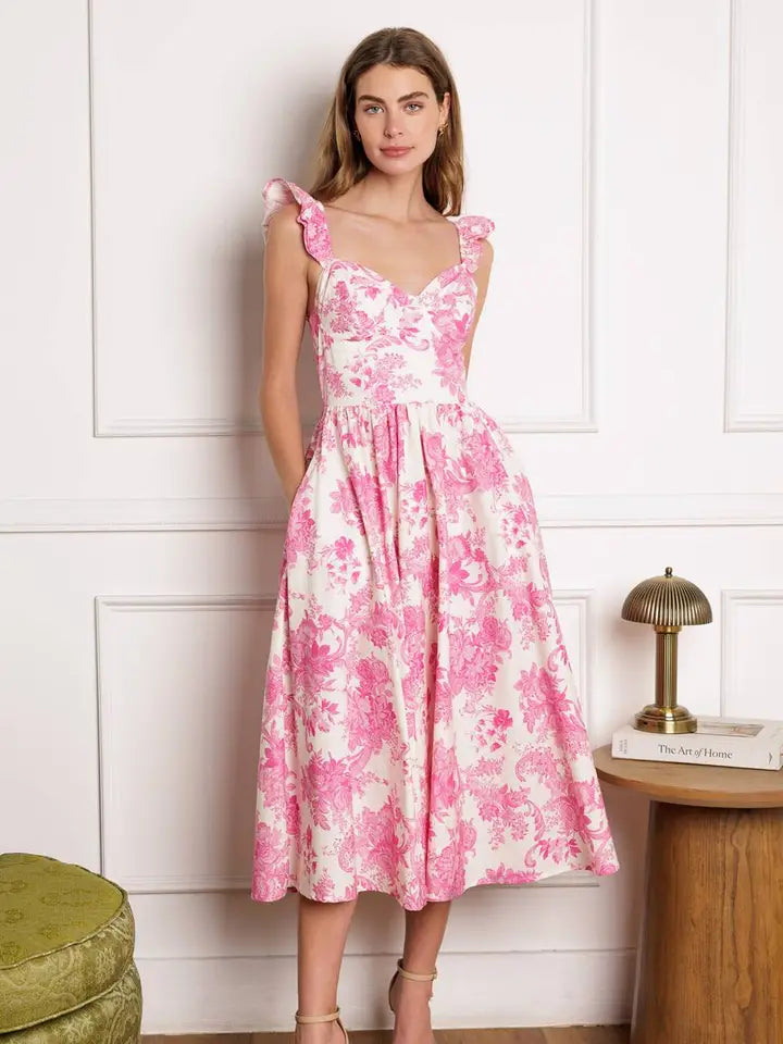 Rose Drift Midi Dress