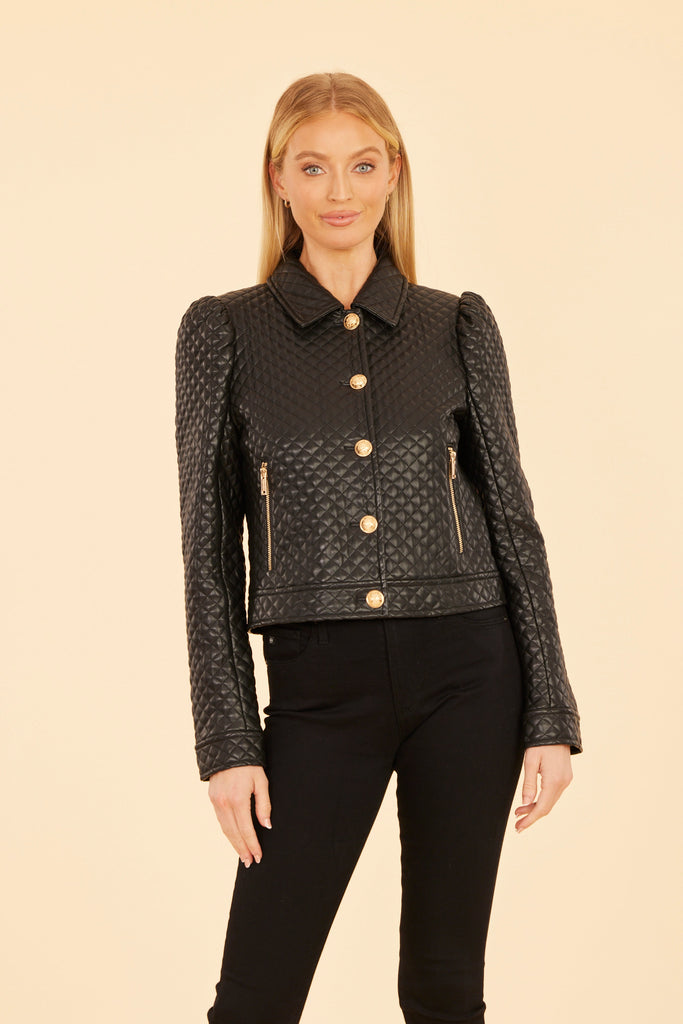 Quilted Faux Leather Jacket