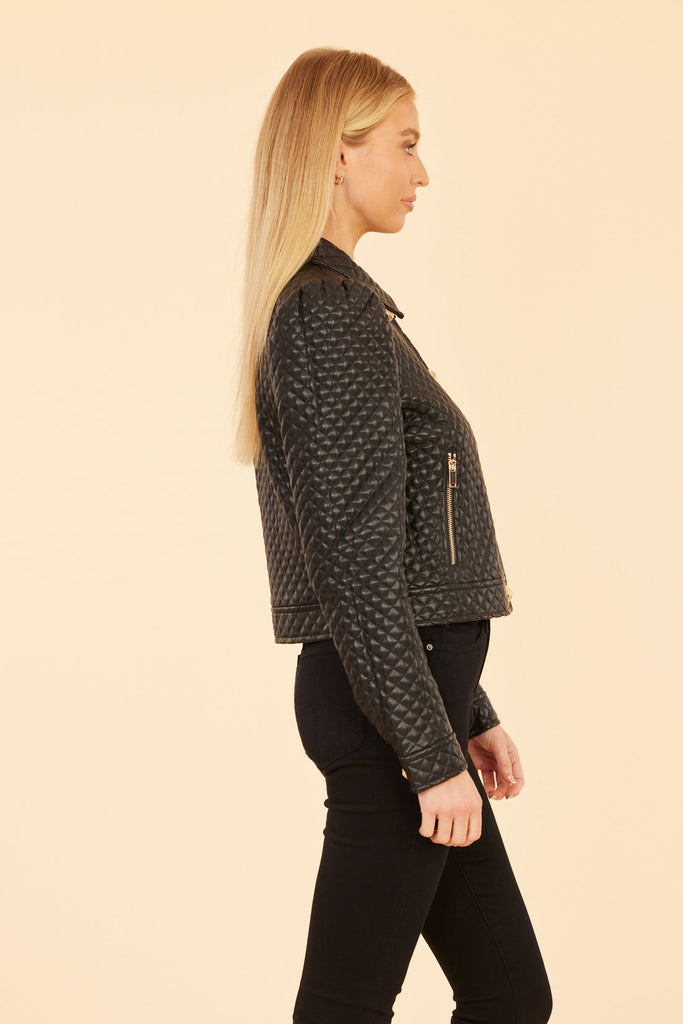 Quilted Faux Leather Jacket