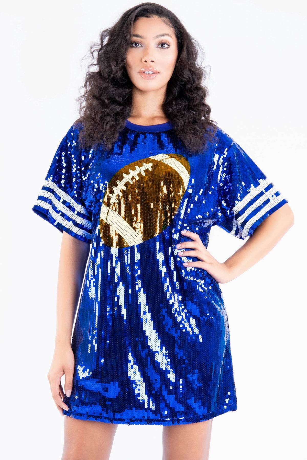 Sequin Football Mini Dress - Royal/Gold | Shop Brit Rose Sequin Football Mini Dress - Royal/Gold | Shop Brit Rose