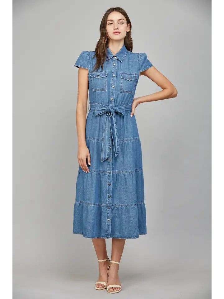 Denim Daydream Tied Dress L