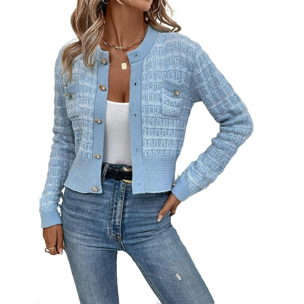 Essence Plaid Cardigan - Light Blue