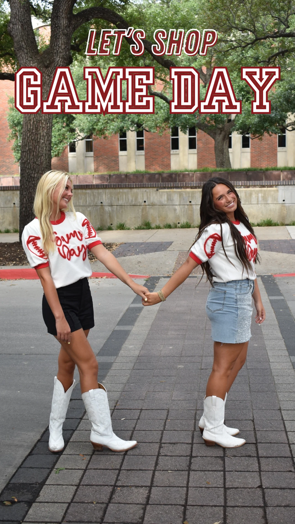 Game Day Knit Sweater - White/Red