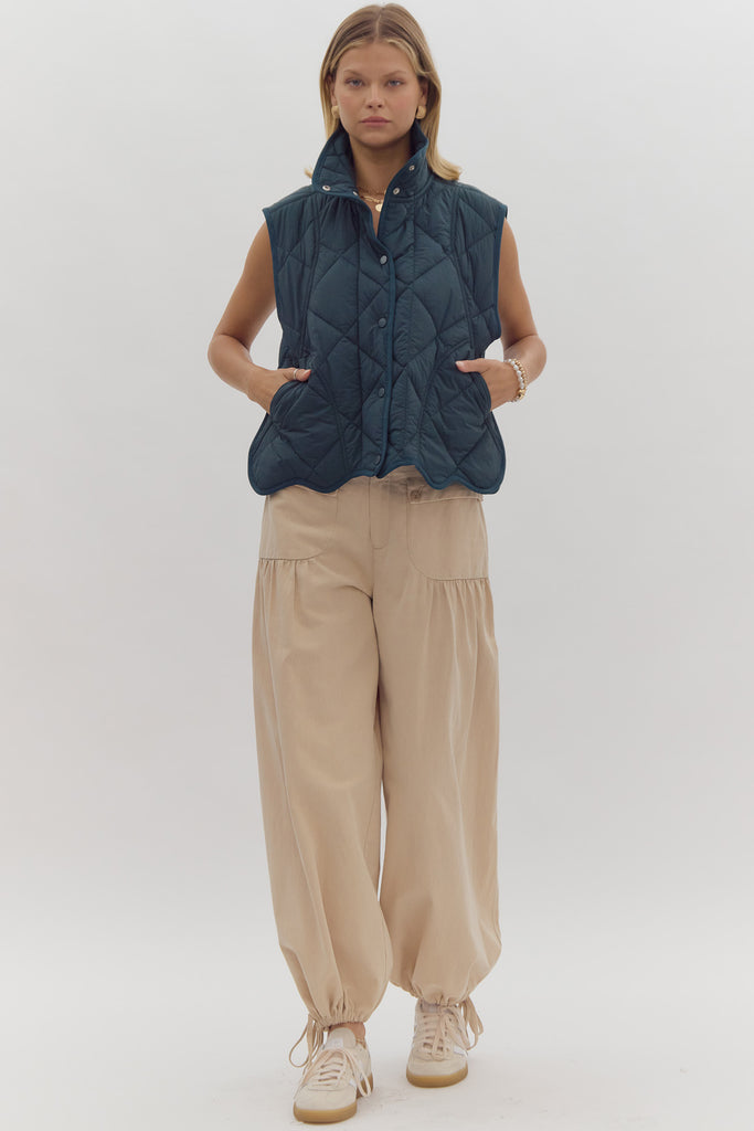 Quilted Snap Vest - Pine