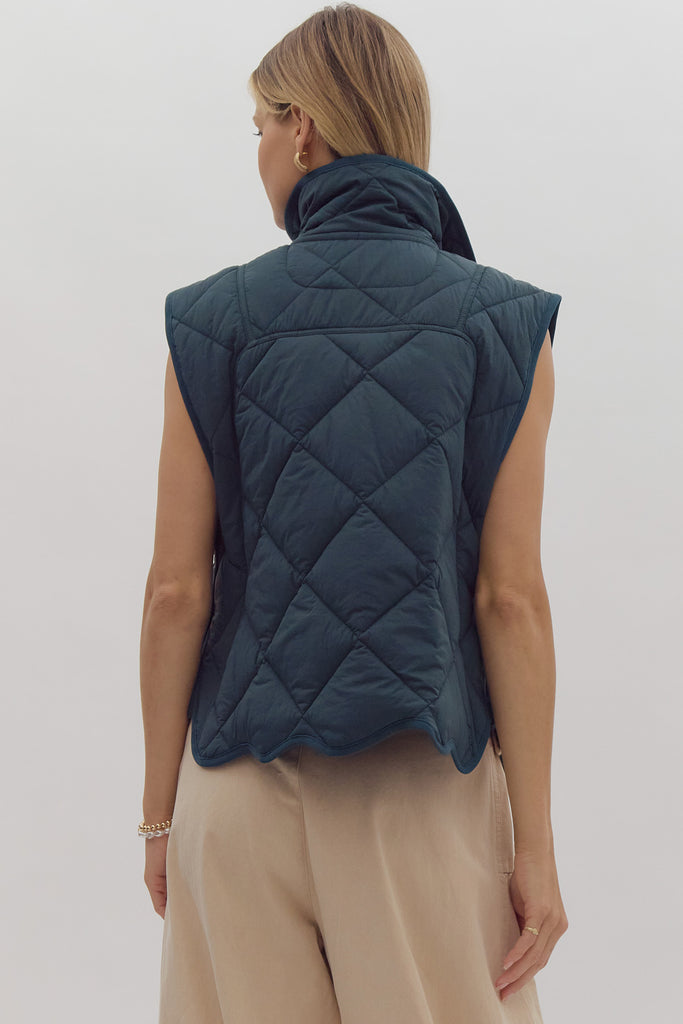 Quilted Snap Vest - Pine