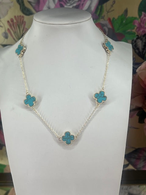 Turqiose 5 Clover Necklace