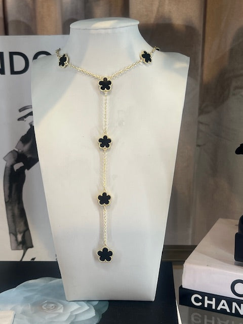 Black And Gold Clover Necklace