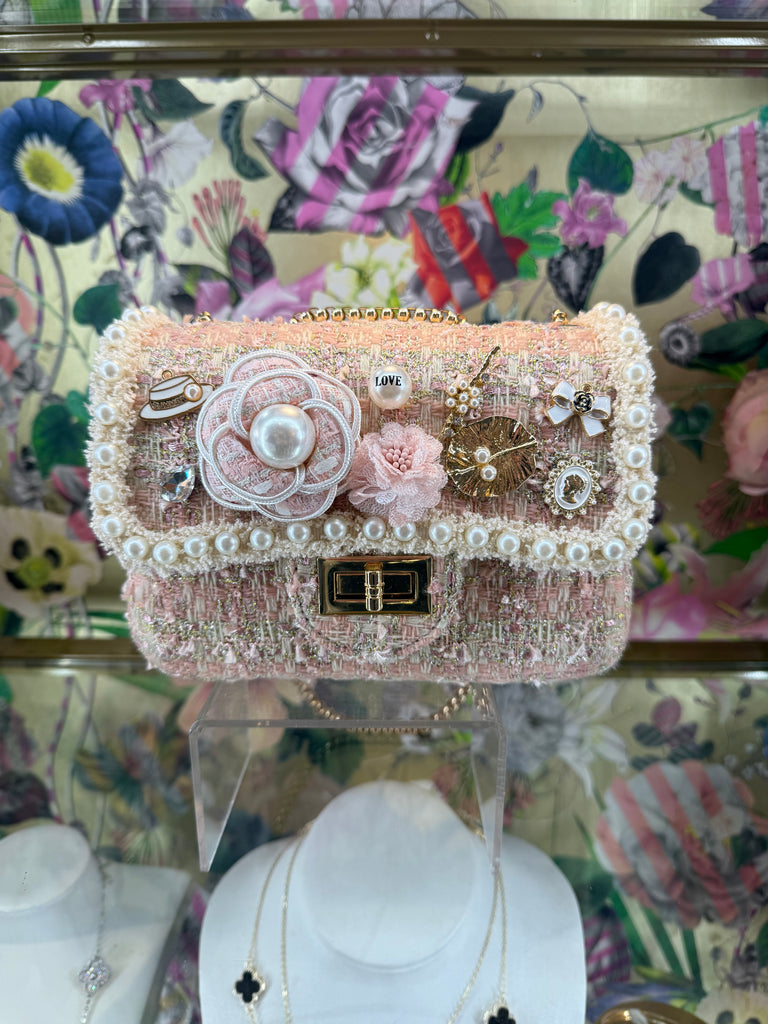 Pearl Blossom Tweed Bag